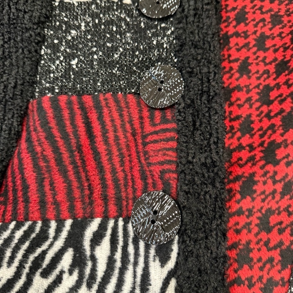 NWT Ali Miles Patchwork Jacket Black Red Artsy Cardigan Boho Size Small Petite - Picture 6 of 15